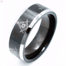 Cheap Black Agate Tungsten Steel Black Masonic Rings For Men